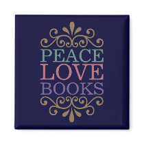 Elegant Peace, Love, Books Magnet (Dark) by HesedBooks Elegant Peace, Love, Books Magnet (Dark)