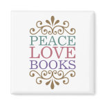Elegant Peace, Love, Books Magnet (Light)