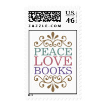 Elegant Peace, Love, Books Stamp