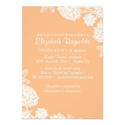 Elegant Peach Bridal Shower Invitations