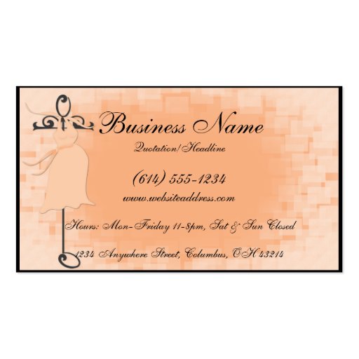 Elegant Peach Maternity Dress Business Cards (front side)
