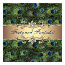 Elegant Peacock 40th Birthday Party invitations