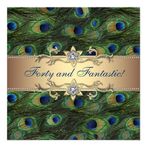 Elegant Peacock 40th Birthday Party Personalized Invitation (front side)