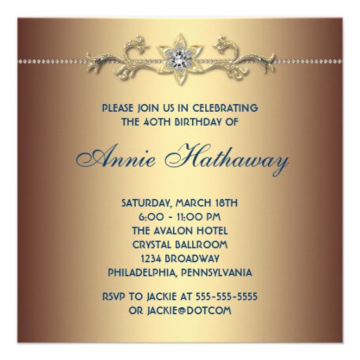 Elegant Peacock 40th Birthday Party Personalized Invitation
