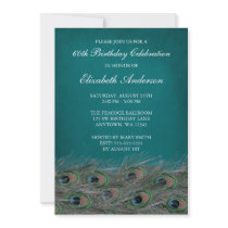 Elegant Peacock 60th Birthday Party Invitations