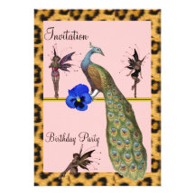 Elegant Peacock and Fairies Custom Invites