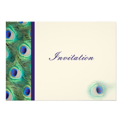 elegant peacock cobalt blue wedding invitation