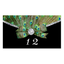 Elegant Peacock & DIamonds Wedding Business Card
