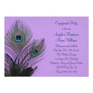 Elegant Peacock Engagement Invitation (purple)