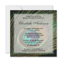Elegant Peacock Feather Bridal Shower Invitations