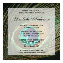 Elegant Peacock Feather Bridal Shower Invitations