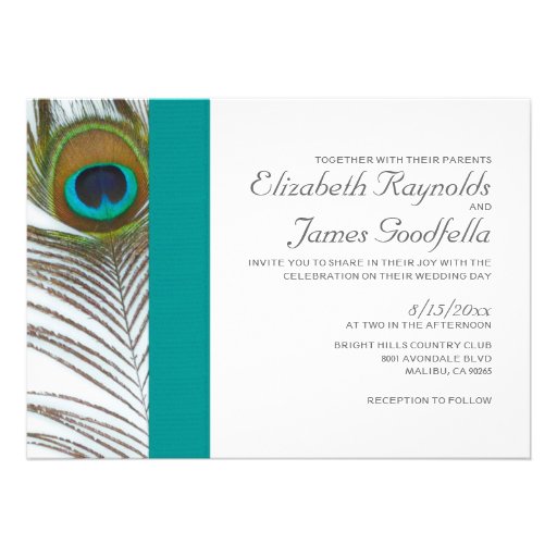 Elegant Peacock Feather Wedding Invitations