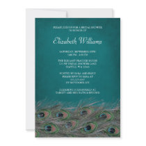 Elegant Peacock Feathers Bridal Shower Invitation