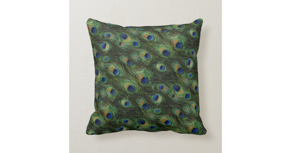 Elegant Peacock Feathers Pattern Pillow Zazzle