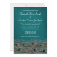 Elegant Peacock Feathers Wedding Invitation invitation
