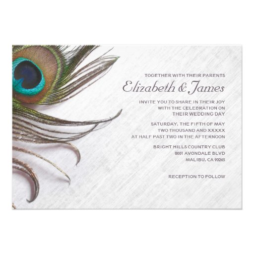 Elegant Peacock Feathers Wedding Invitations