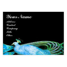 ELEGANT PEACOCK IN AQUA BLUE TEAL GREEN,BLACK BUSINESS CARD