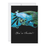 elegant peacock in blue and black invitation