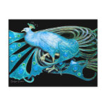 ELEGANT PEACOCK IN BLUE BLACK TEAL POSTCARD