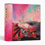 ELEGANT PEACOCK IN RED PINK,FUCHSIA ,BLACK VINYL BINDERS