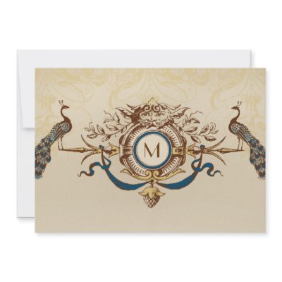 Vintage Poster Wedding Invitations on Elegant Peacock Monogram Vintage Wedding Invitations Add Your Monogram