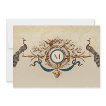 Elegant Peacock Monogram Vintage Wedding Invites