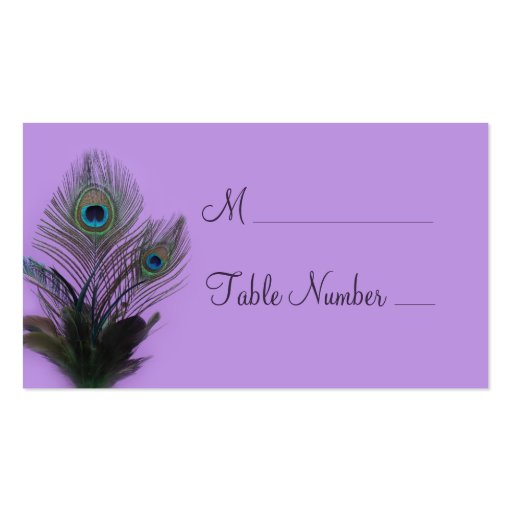 Elegant Peacock Place Card (purple) Business Card Template (front side)