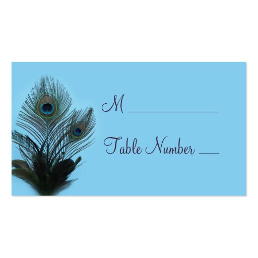 Elegant Peacock Place Card (turquoise) Business Card Templates (front side)