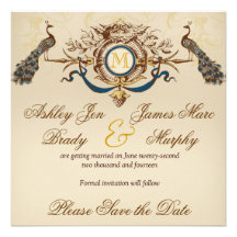 Elegant Peacock Save the Date Cards Custom Announcement