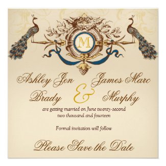 Elegant Peacock Save the Date Cards Custom Announcement