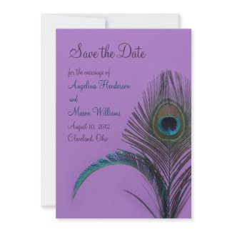 Elegant Peacock Save the Date (purple) zazzle_invitation