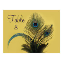 Elegant Peacock Table Number (yellow) Post Cards