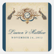 Elegant Peacock theme Square Stickers