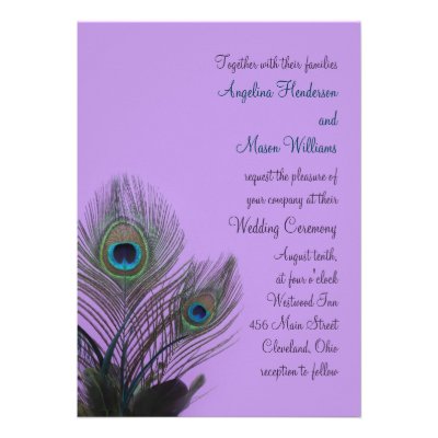 Elegant Peacock Wedding Invitation (purple)