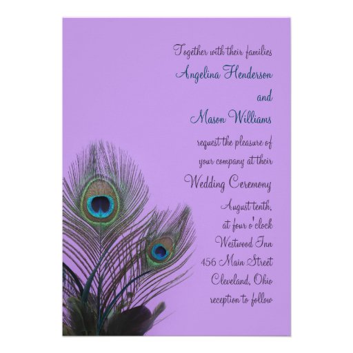 Elegant Peacock Wedding Invitation (purple)