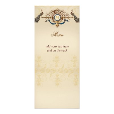 Elegant Peacock Wedding Menu Cards Announcement