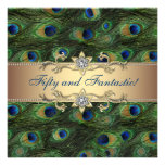 Elegant Peacock Womans 50th Birthday Party Personalized Announcement