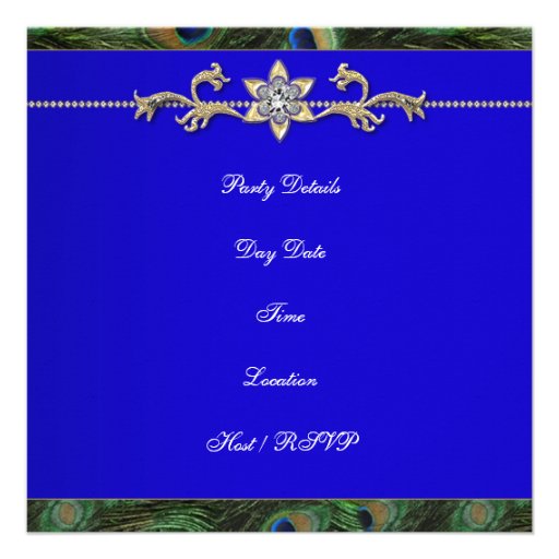 Elegant Peacock Womans 50th Birthday Party Personalized Announcement