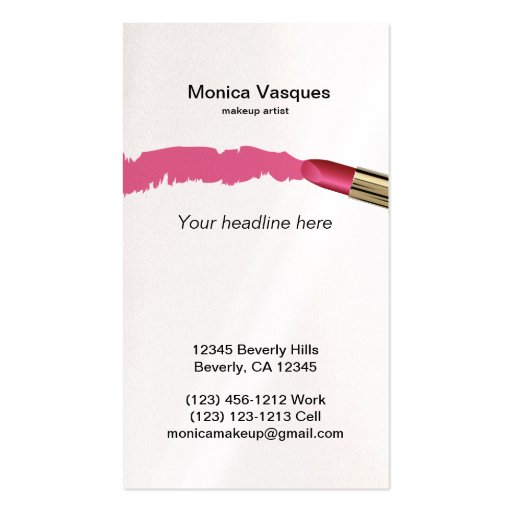Elegant Pearl Makeup Artist Business Card Template (back side)
