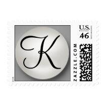 Elegant Pearl Postage with Monogram K stamps