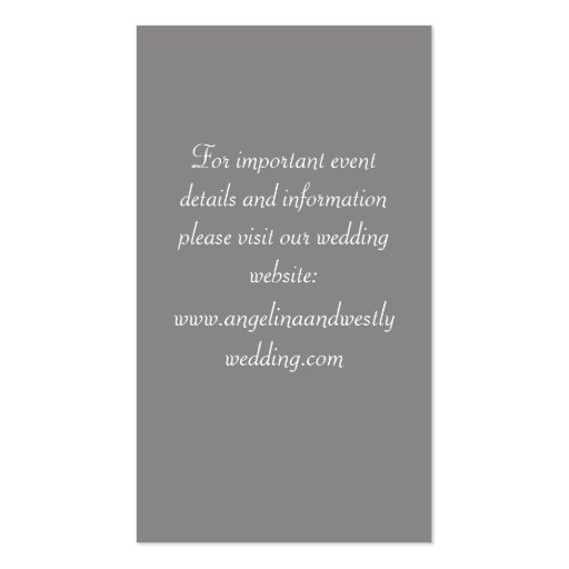 Elegant Pearls on Gray Wedding Website Card Business Card (back side)