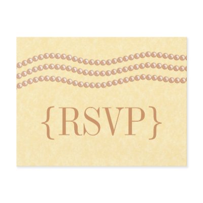 Elegant Pearls Wedding RSVP Postcard, Champagne