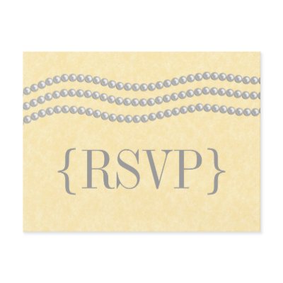 Elegant Pearls Wedding RSVP Postcard, Ivory