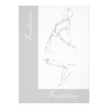 Elegant pencil drawing of woman in dress custom invites