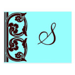 Elegant Personal Monogram in Chocolate and Teal Postcard