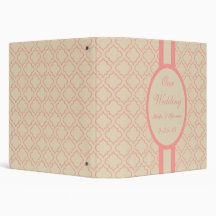 Elegant Personalized Coral Wedding Binder
