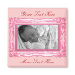 Elegant Petal Pink Frame Magnet