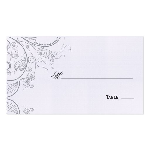 Elegant Pewter Floral Table Seating/Place Card Business Card (front side)