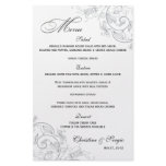 Elegant Pewter Floral Wedding Menu Personalized Stationery