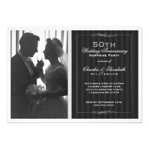 Elegant Photo 50th Wedding Anniversary Party Custom Announcements (front side)